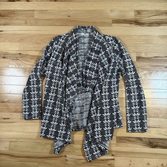 Kut From The Kloth Open Drape Cardigan L Blazer Jacket Black White Textured - Picture 1 of 4